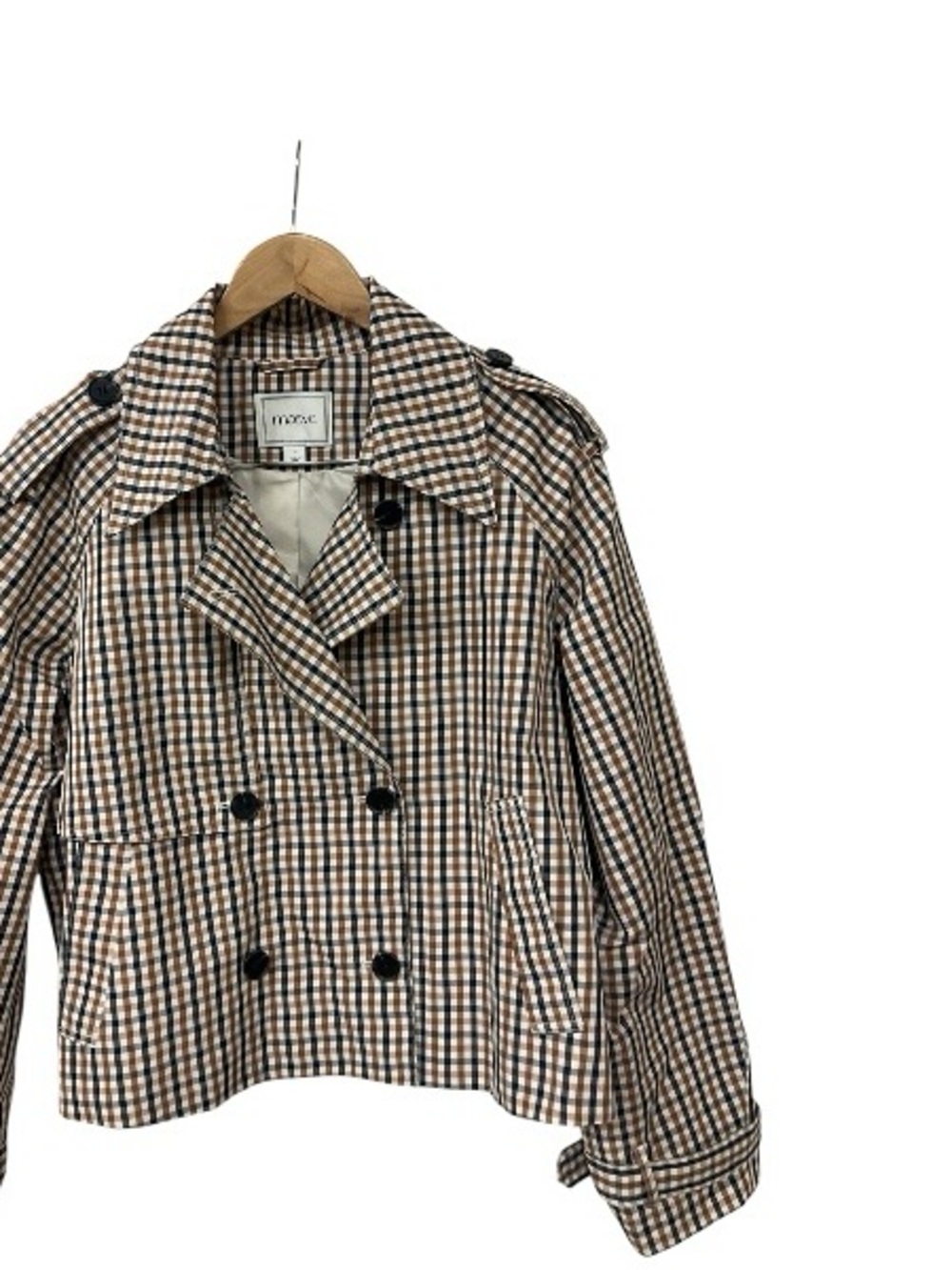 Anthropologie Maeve Crop Plaid Trench Coat Jacket M - Picture 3 of 6